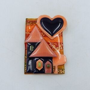 House Pin By Lucinda Double Heart Moon Tree Stripe Valentine Resin Wearable Art